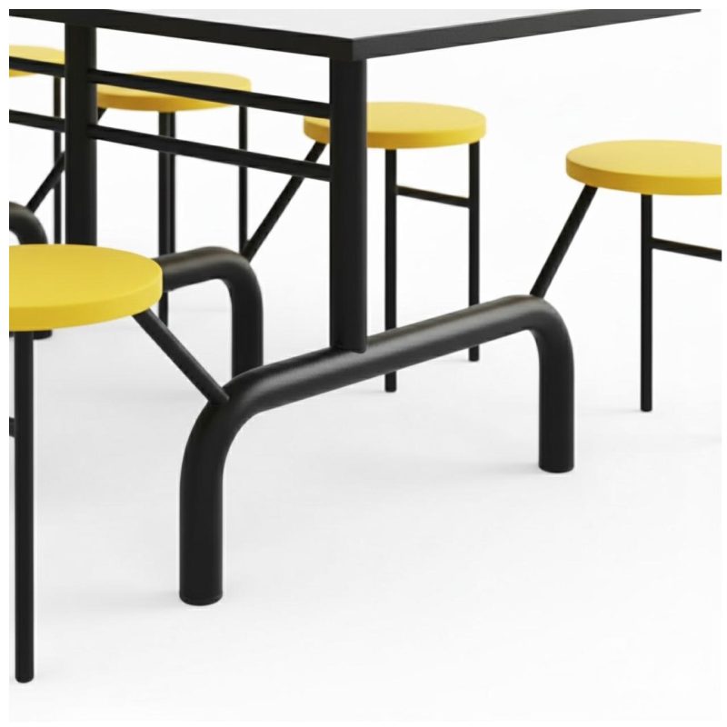 Mesa para Refeitório ESCAMOTEÁVEL 10 Lugares MDP Branco de 25 mm - Assento AMARELO - 50902