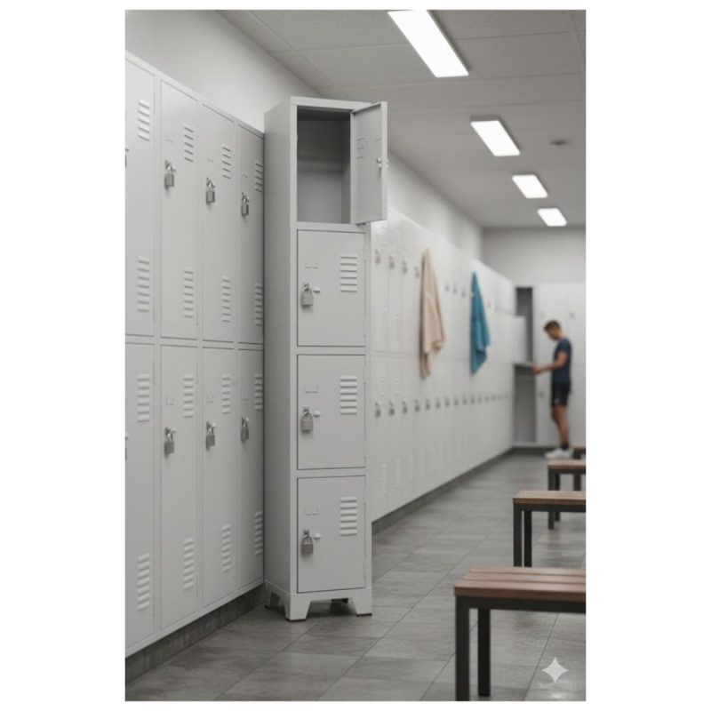 Armário Roupeiro de Aço c/ 04 Portas Pequenas - 1,96x0,33x0,35m - 10905