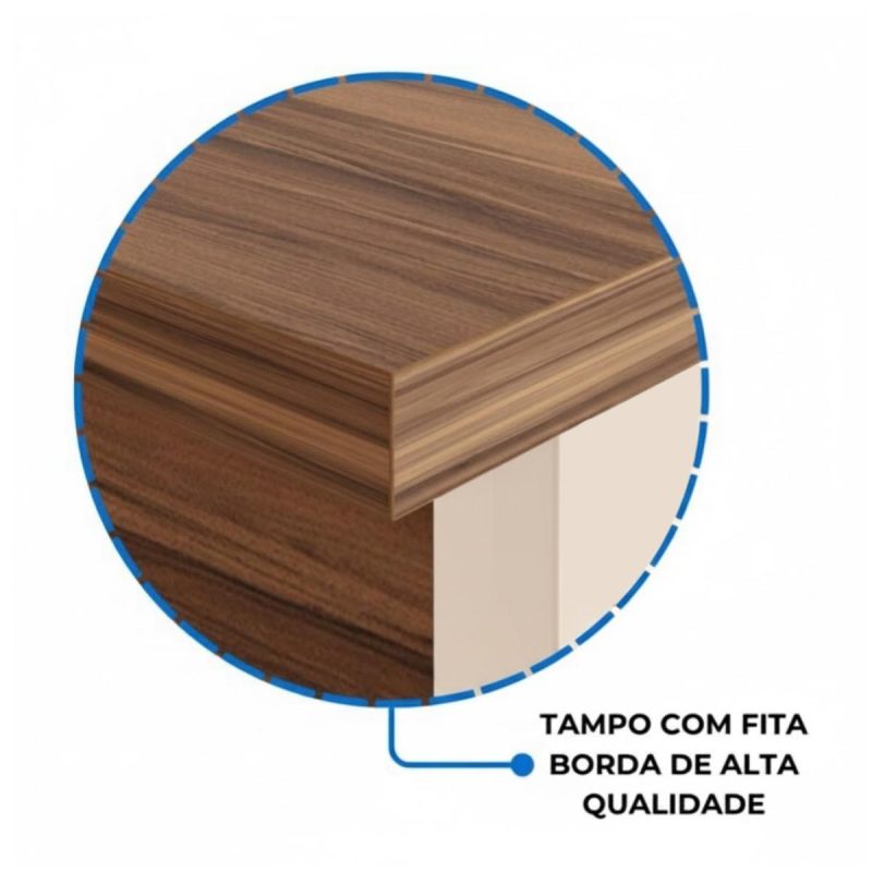 Móveis para Escritório Estação de Trabalho Dupla 1,50×1,35m 02 Lugares sem Gavetas c/  tomadas PÉ PAINEL - Nogal Sevilha/Champanhe - 34450