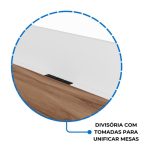 Móveis para Escritório Estação de Trabalho Dupla 1,50×1,35m 02 Lugares sem Gavetas c/  tomadas PÉ PAINEL - Nogal Sevilha/Champanhe - 34450