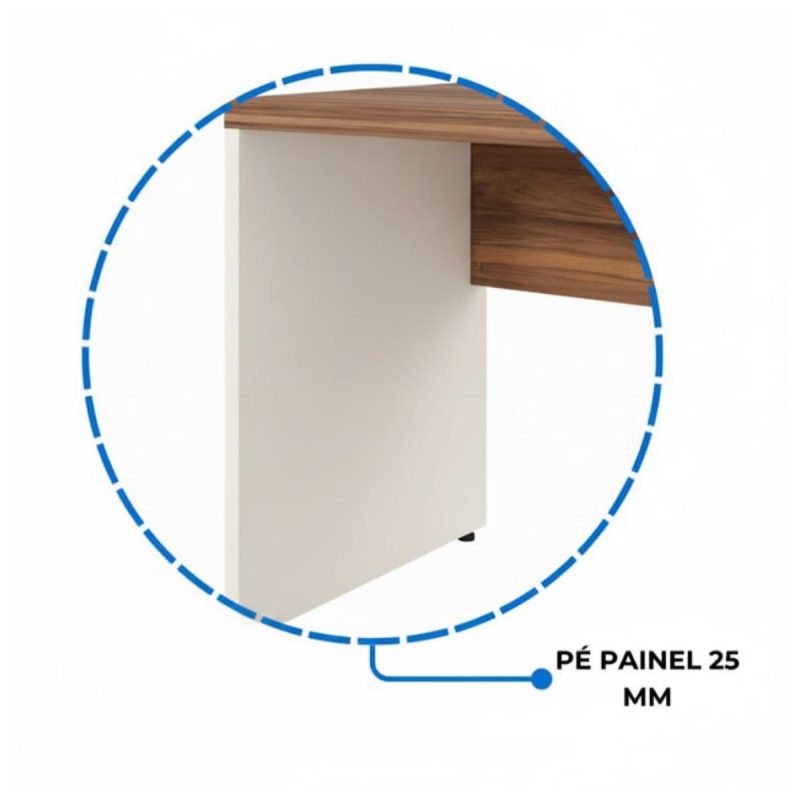 Móveis para Escritório Estação de Trabalho Dupla 1,50×1,35m 02 Lugares c/ Gavetas c/ ponto de tomada PÉ PAINEL - Nogal Sevilha/Branco - 34451
