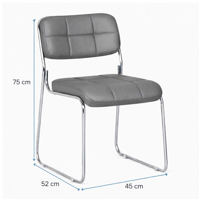 Cadeira Interlocutor Estofada Denver - Cor Cinza Escuro - 34409