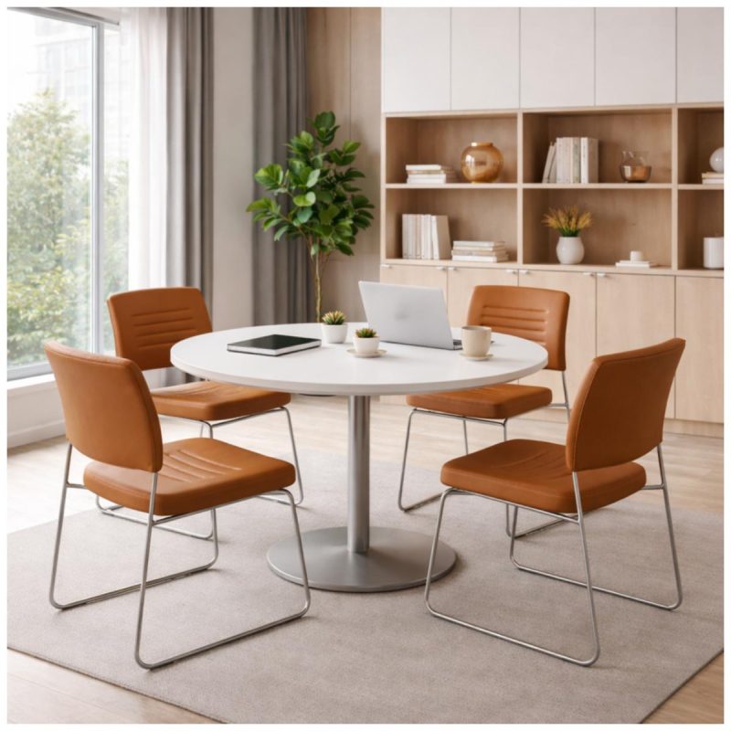 Cadeira Interlocutor Estofada RIVER - Cor CARAMELO - 48108