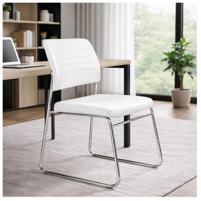 Cadeira Interlocutor Estofada RIVER - Cor BRANCA - 48106