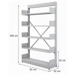 Móveis de Aço para Escritório Estante Biblioteca de PAREDE com 05 Bandejas - 2,00x0,92x0,32m - 13124