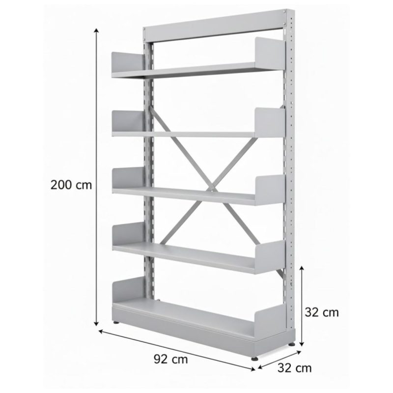Móveis de Aço para Escritório Estante Biblioteca de PAREDE com 05 Bandejas - 2,00x0,92x0,32m - 13124