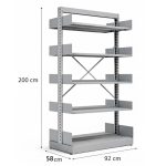 Móveis de Aço para Escritório Estante Biblioteca de CENTRO com 10 Bandejas - 2,00x0,92x0,58m - 13123