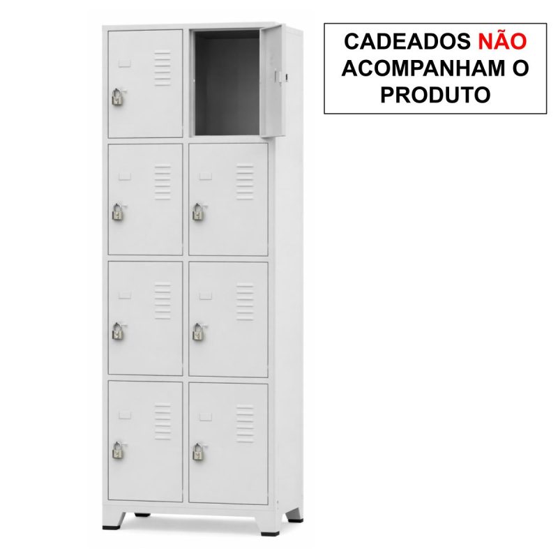 Armário Roupeiro de Aço c/ 08 Portas Pequenas - 1,96x0,63x0,35m - 10906