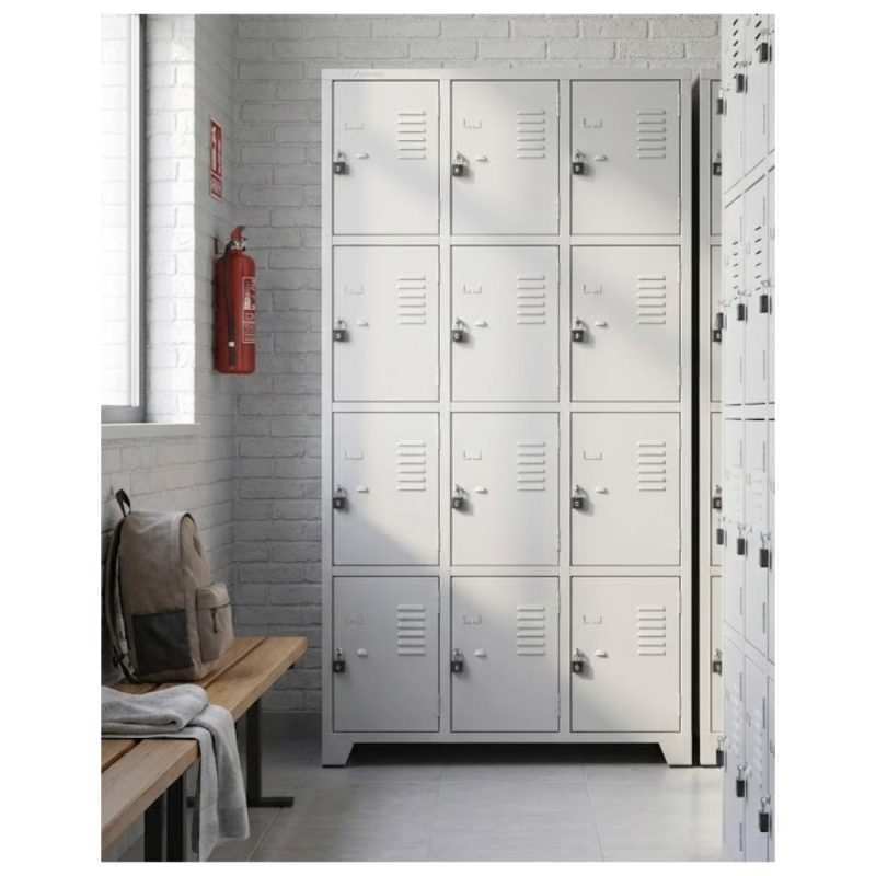 Sem categoria Armário Roupeiro de Aço c/ 12 Portas Pequenas - 1,96x0,93x0,36m - 10907