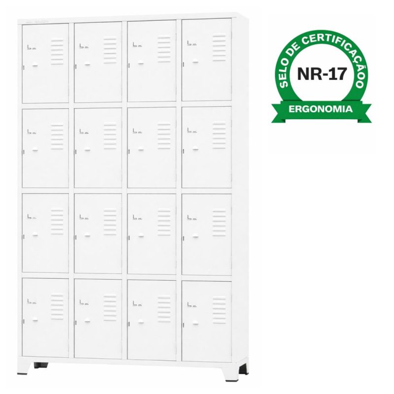 Armário Roupeiro de Aço c/ 20 Portas Pequenas - 1,96x1,23x0,36m - 10909