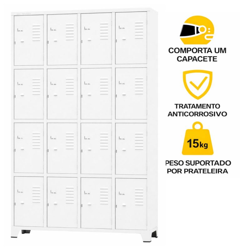 Armário Roupeiro de Aço c/ 20 Portas Pequenas - 1,96x1,23x0,36m - 10909