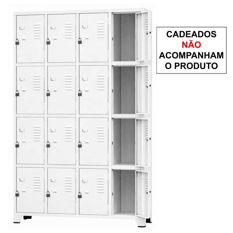 Armário Roupeiro de Aço c/ 20 Portas Pequenas - 1,96x1,23x0,36m - 10909