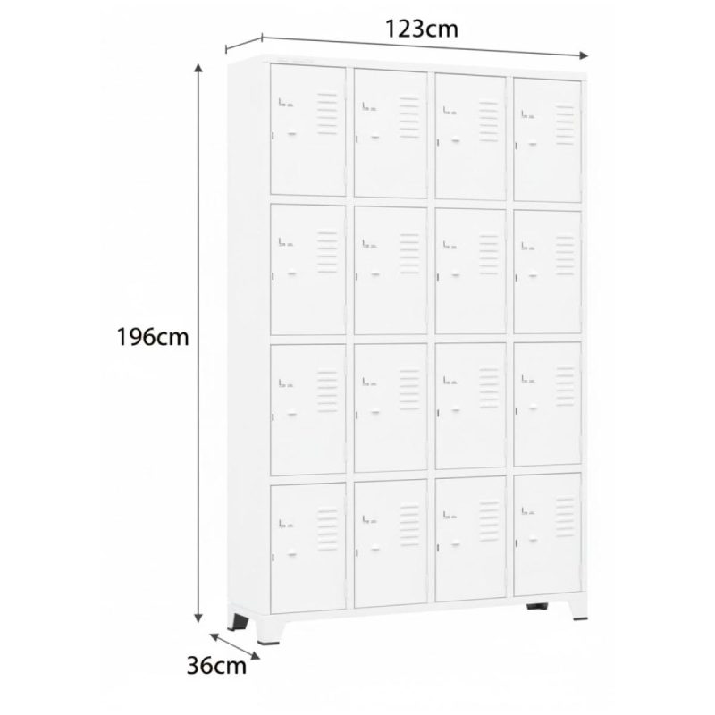 Armário Roupeiro de Aço c/ 20 Portas Pequenas - 1,96x1,23x0,36m - 10909