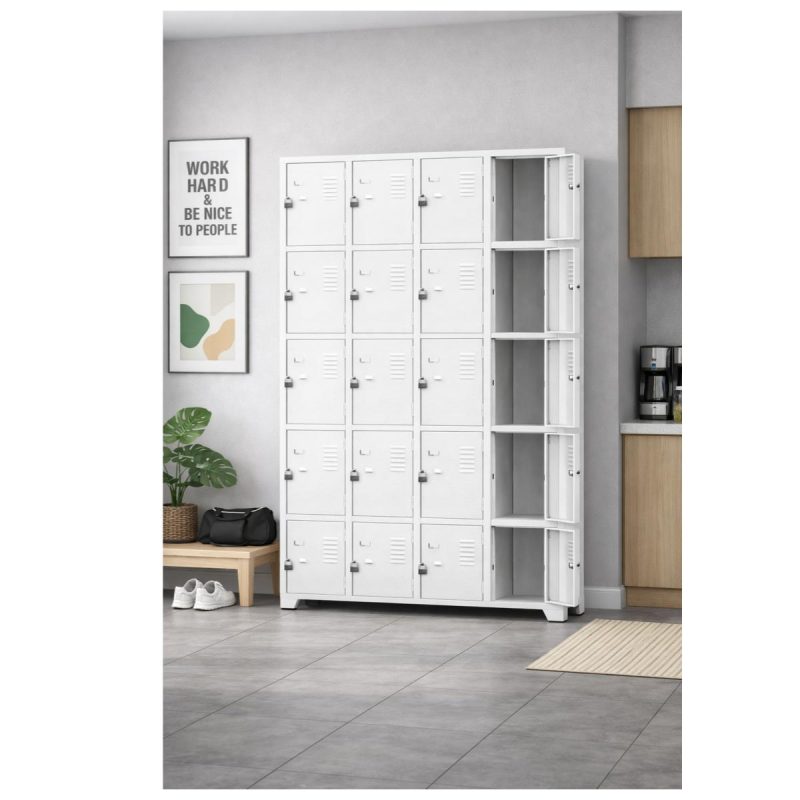 Armário Roupeiro de Aço c/ 16 Portas Pequenas - 1,96x1,23x0,36m - 10908