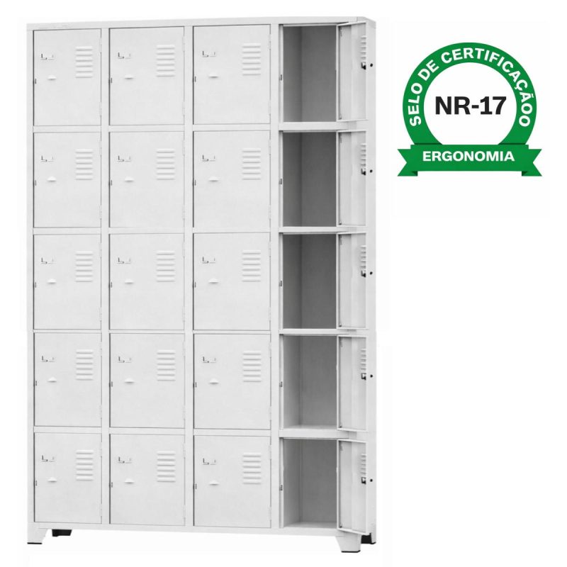 Armário Roupeiro de Aço c/ 16 Portas Pequenas - 1,96x1,23x0,36m - 10908