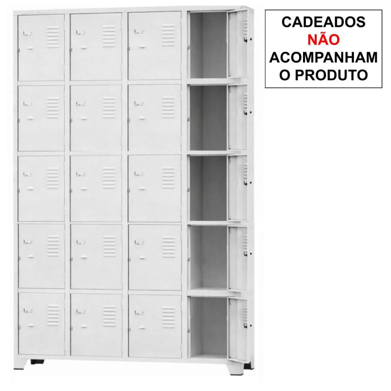 Armário Roupeiro de Aço c/ 16 Portas Pequenas - 1,96x1,23x0,36m - 10908
