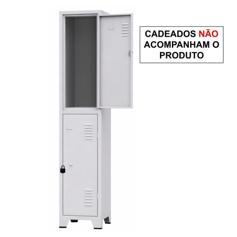 Armário Roupeiro de Aço c/ 02 Portas Grandes - 1,96x0,33x0,36m - 10901