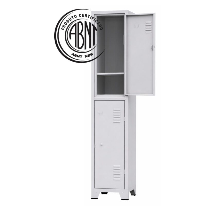 Armário Roupeiro de Aço c/ 02 Portas Grandes c/ Divisória - 1,96x0,33x0,36m - 10901