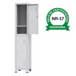 Armário Roupeiro de Aço c/ 02 Portas Grandes c/ Divisória - 1,96x0,33x0,36m - 10901