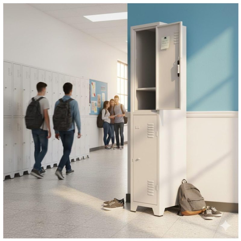 Armário Roupeiro de Aço c/ 02 Portas Grandes c/ Divisória - 1,96x0,33x0,36m - 10901