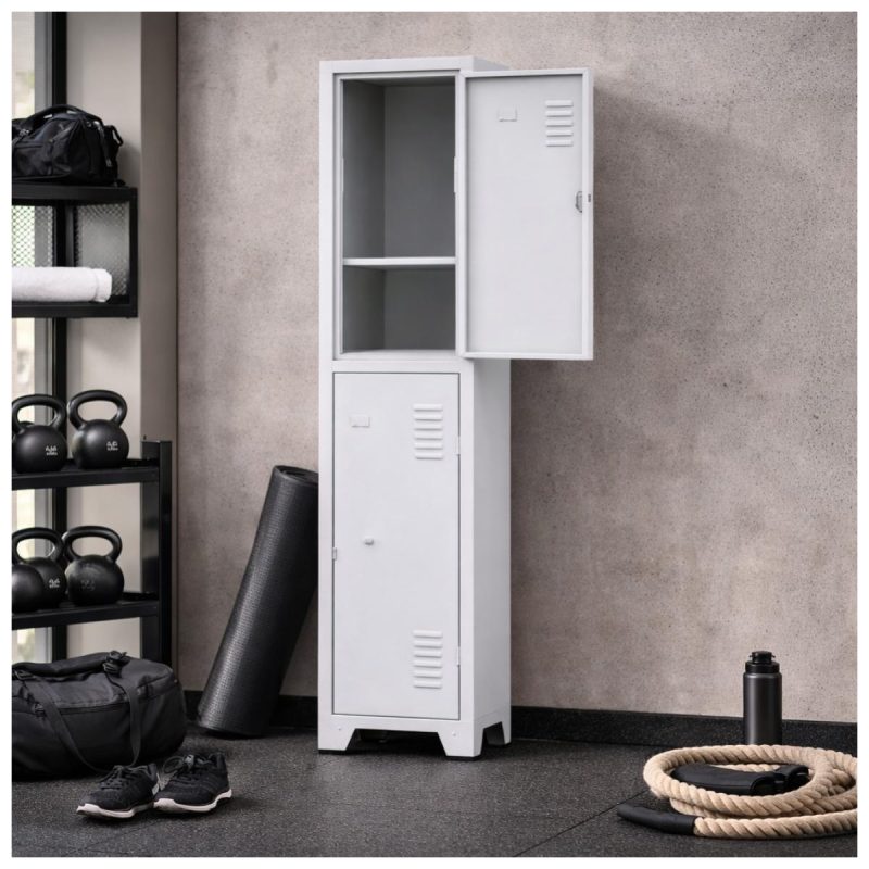 Armário Roupeiro de Aço c/ 02 Portas Grandes c/ Divisória - 1,96x0,33x0,36m - 10901