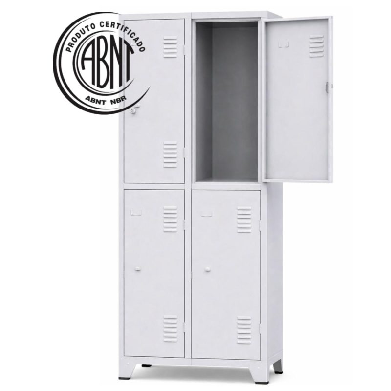 Armário Roupeiro de Aço c/ 04 Portas Grandes - 1,96x0,63x0,36m - 10902