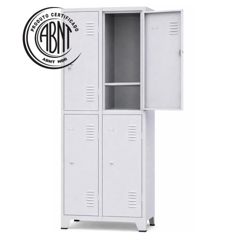Armário Roupeiro de Aço c/ 04 Portas Grandes c/ divisória - 1,96x0,63x0,36m - 10992
