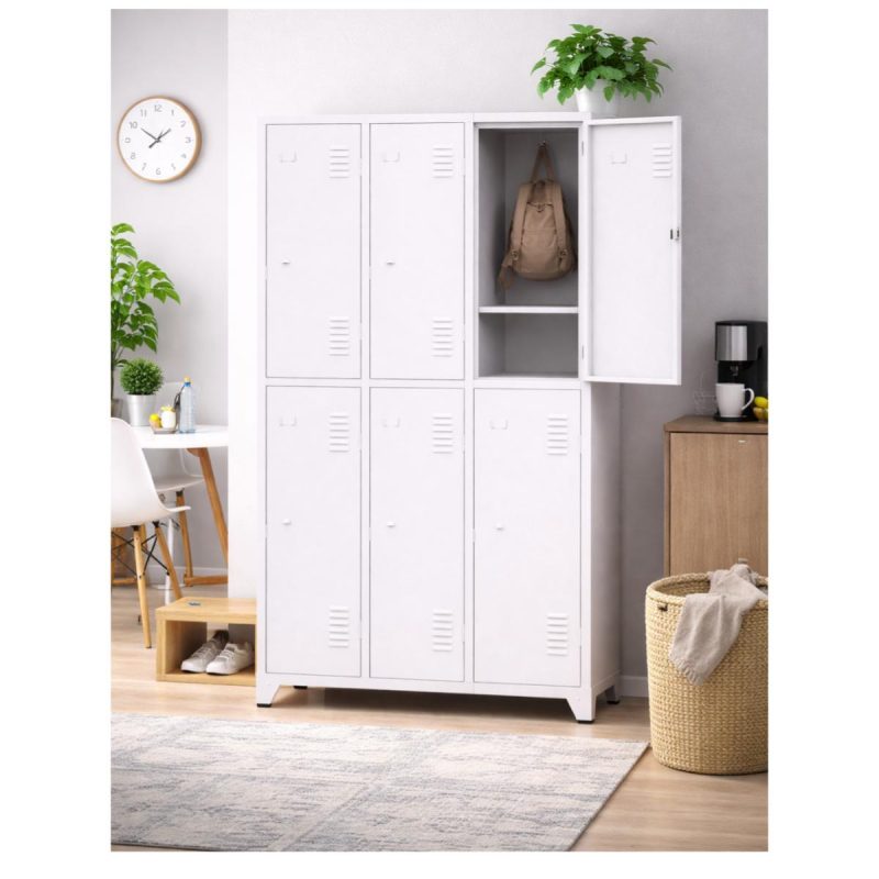 Armário Roupeiro de Aço c/ 06 Portas Grandes com Divisória  - 1,96x0,93x0,36m - 10993