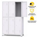 Armário Roupeiro de Aço c/ 06 Portas Grandes  - 1,96x0,93x0,36m - 10903