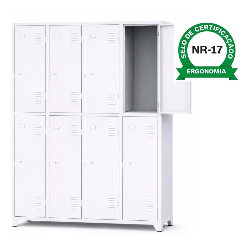 Armário Roupeiro de Aço c/ 08 Portas Grandes - 1,96x0,63x0,36m - 10904