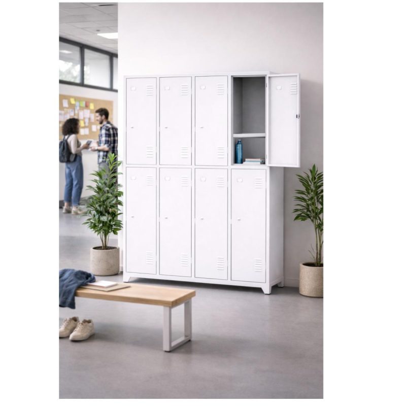 Armário Roupeiro de Aço c/ 08 Portas Grandes c/ Divisórias - 1,96x1,23x0,36m - 10994