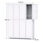 Armário Roupeiro de Aço c/ 08 Portas Grandes c/ Divisórias - 1,96x1,23x0,36m - 10994