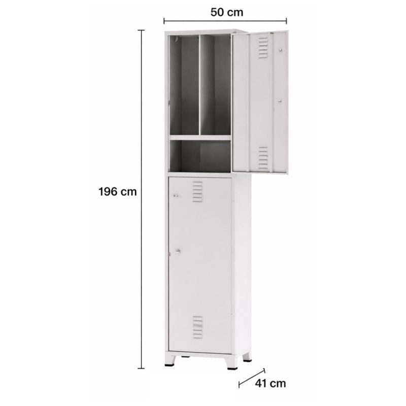 Armário Roupeiro de Aço Insalubre c/ 02 Portas - 1,96x0,50x0,41m - 10921