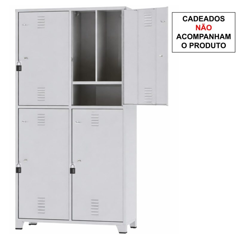 Armário Roupeiro de Aço Insalubre c/ 04 Portas - 1,96x0,50x0,41m - 10922