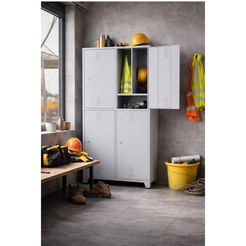 Armário Roupeiro de Aço Insalubre c/ 04 Portas - 1,96x0,50x0,41m - 10922