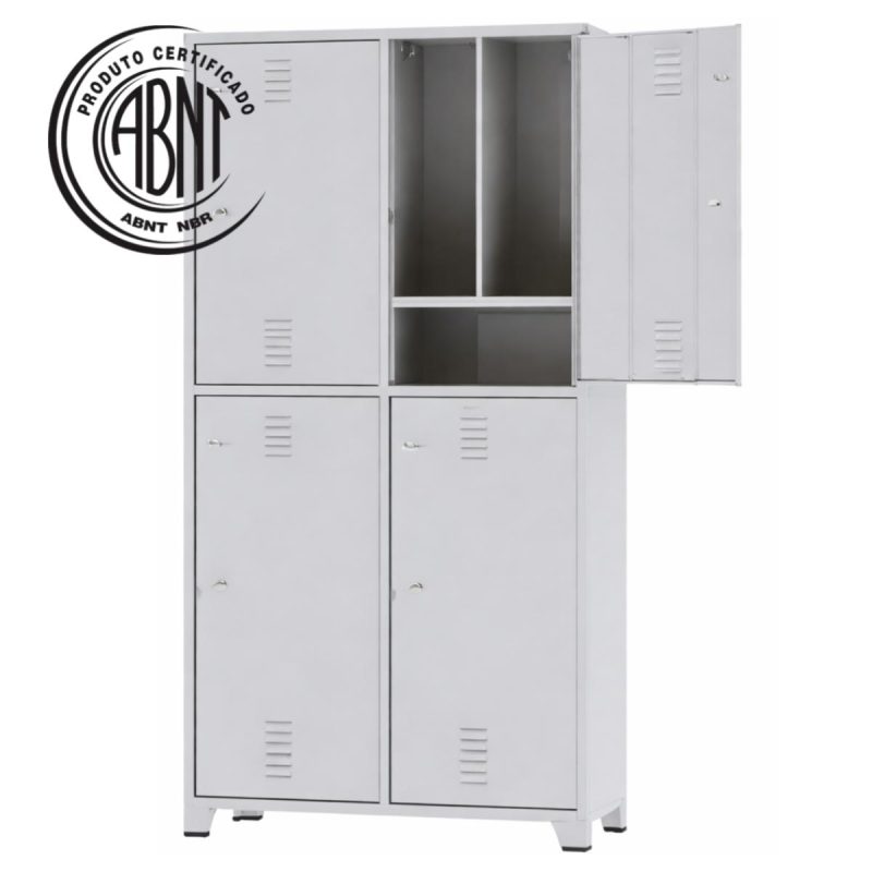 Armário Roupeiro de Aço Insalubre c/ 04 Portas - 1,96x0,50x0,41m - 10922