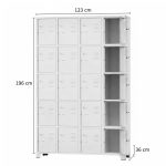 Armário Roupeiro de Aço c/ 20 Portas Pequenas - 1,96x1,23x0,36m - 10909