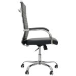 Cadeira Escritório Cadeira de Escritório Presidente LONDON Giratória - Base Cromada - Corino Preto - 31089