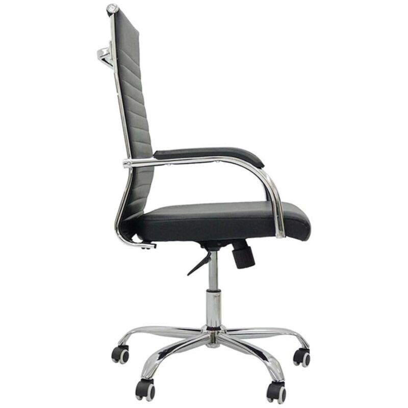 Cadeira Escritório Cadeira de Escritório Presidente LONDON Giratória - Base Cromada - Corino Preto - 31089