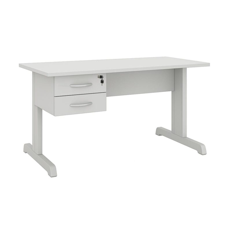 Mesa Escritório 1,50×0,60m c/ Gavetas –  CINZA/CINZA - 53082