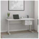 Mesa Escritório 1,50×0,60m c/ Gavetas –  CINZA/CINZA - 53082