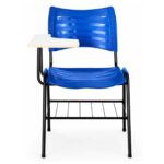Cadeira Universitária Plástica Prancheta MDF - COR AZUL - MRPLAST - 34013