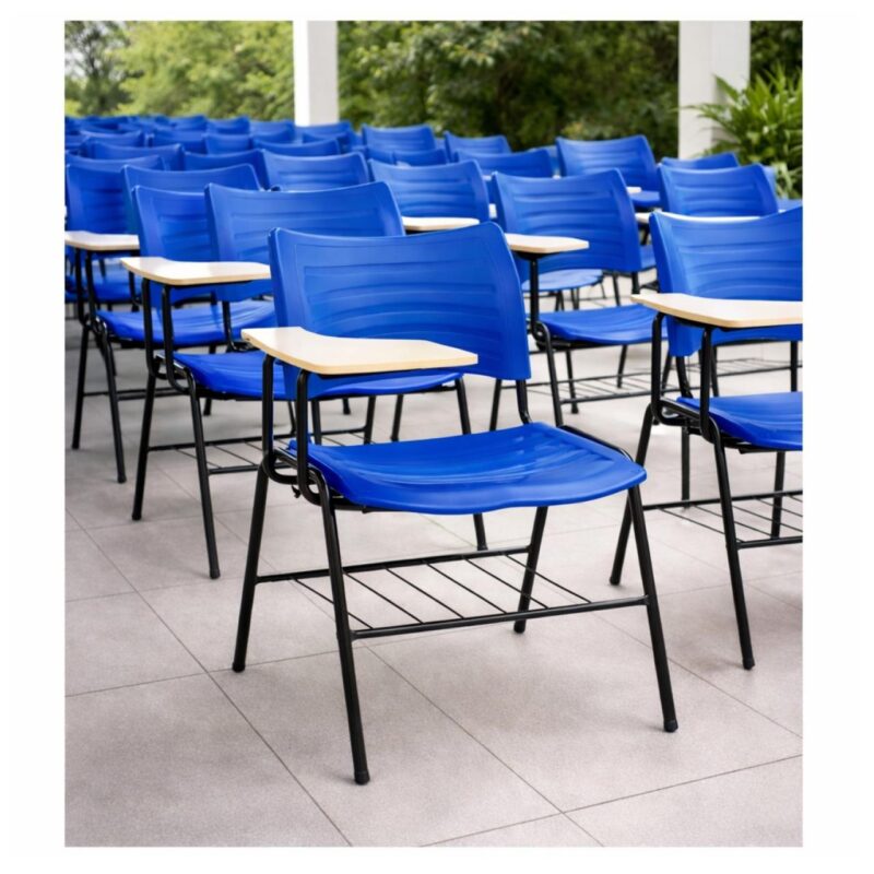 Cadeira Universitária Plástica Prancheta MDF - COR AZUL - MRPLAST - 34013