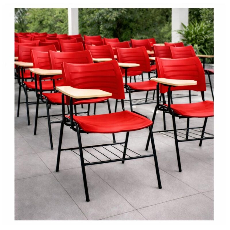 Cadeira Universitária Plástica Prancheta MDF - COR VERMELHO - MRPLAST - 34011