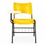 Cadeira Universitária Plástica Prancheta MDF - COR AMARELO - MRPLAST - 34010
