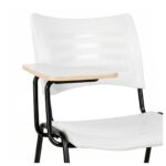 Cadeira Universitária Plástica Prancheta MDF - COR BRANCO - MRPLAST - 34030
