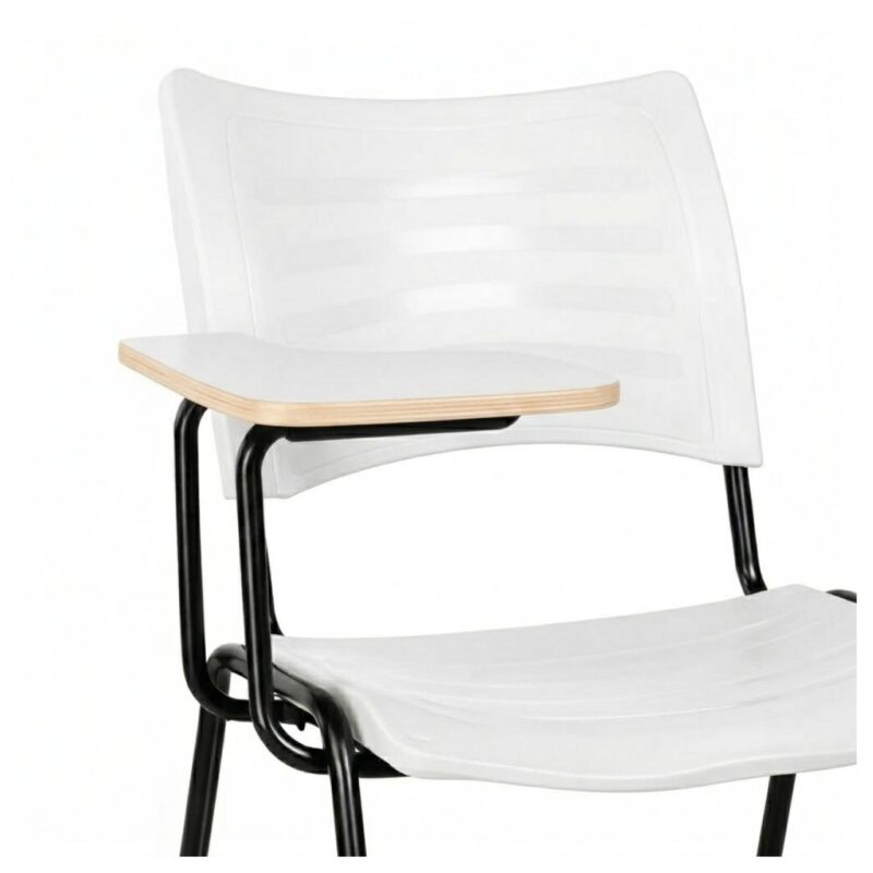 Cadeira Universitária Plástica Prancheta MDF - COR BRANCO - MRPLAST - 34030