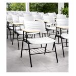 Cadeira Universitária Plástica Prancheta MDF - COR BRANCO - MRPLAST - 34030