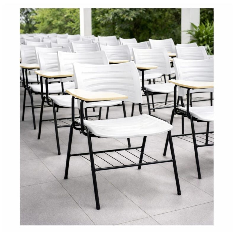 Cadeira Universitária Plástica Prancheta MDF - COR BRANCO - MRPLAST - 34030