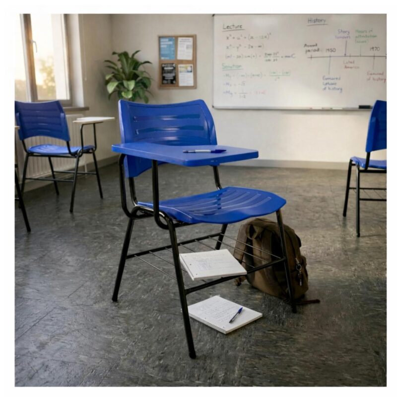 Cadeira Universitária Plástica Prancheta PLÁSTICA - COR AZUL - 54013